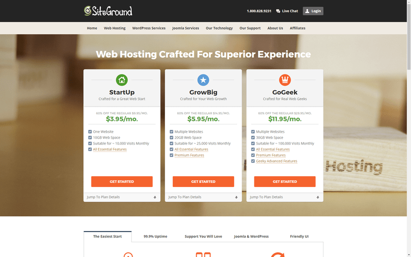SiteGround home page