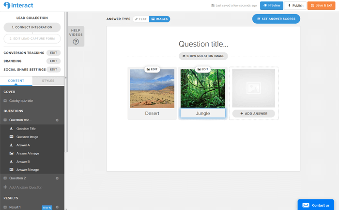 Question and Image Title on Interact Quiz